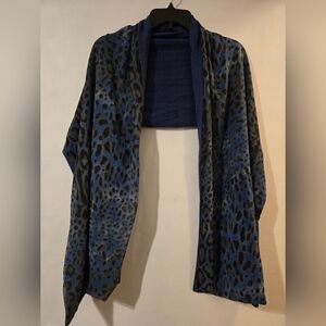 Blue Leopard Print Scarf – 68” Long